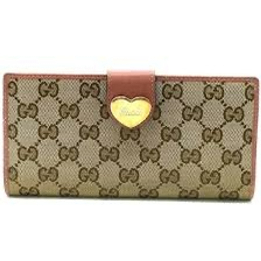 GUCCI | Brown and Pink Bifold Wallet with Heart Detail - Picture 1 of 9